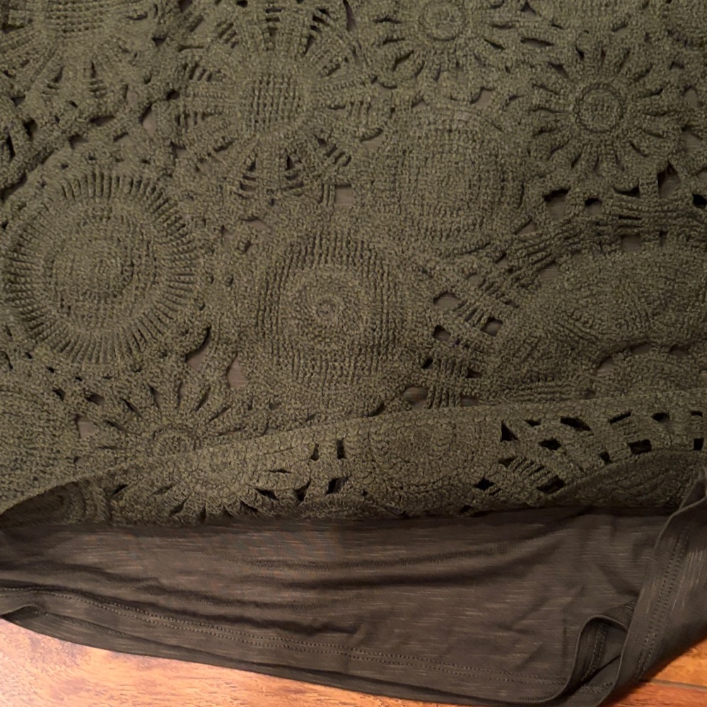 Maurices Olive Crochet Tank Top, Size Large - Picture 5 of 8